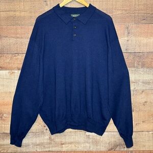 Orvis Cashmere Silk Cotton Blend Long Sleeve Polo Men’s size XXLarge